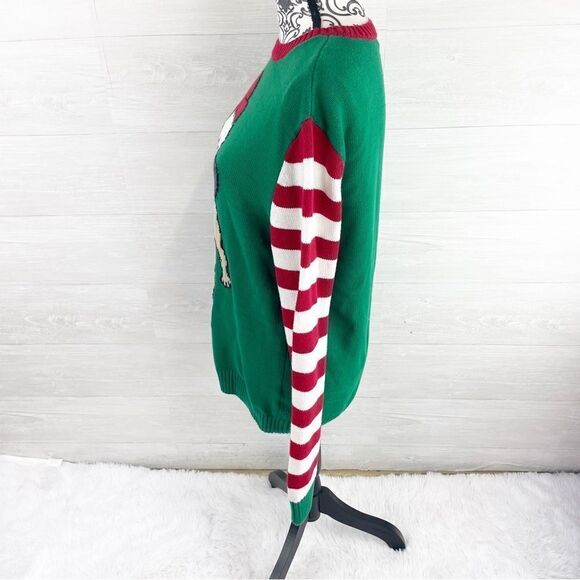 Ugly Christmas Sweater Santa Pug Striped Christmas Sweater - Picture 5 of 8